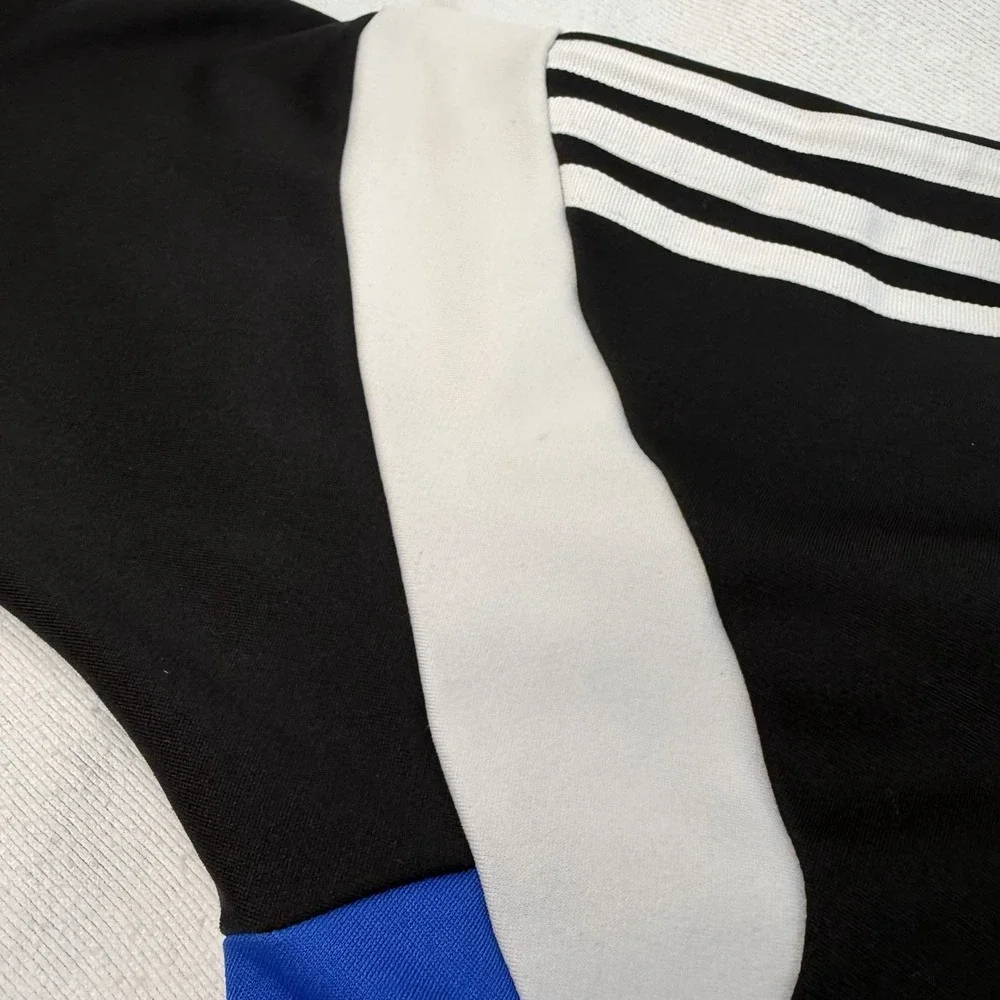 Adidas Track Jacket Boys Medium Sporty Black White Blue